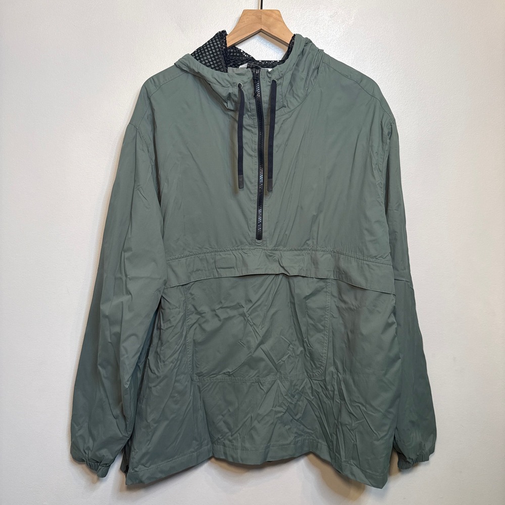 DSG Men's XXL Quarter Zip Hooded Windbreaker Anorak Jacket Sage Green Mesh Lined